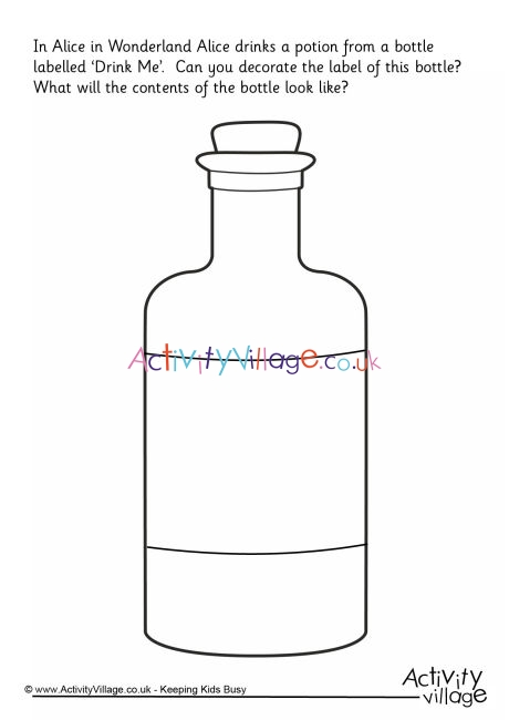 Alice in Wonderland Bottle Doodle Page