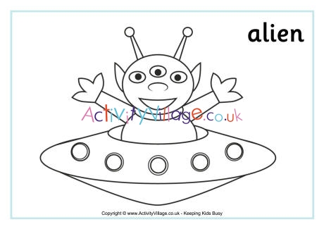 Alien colouring page