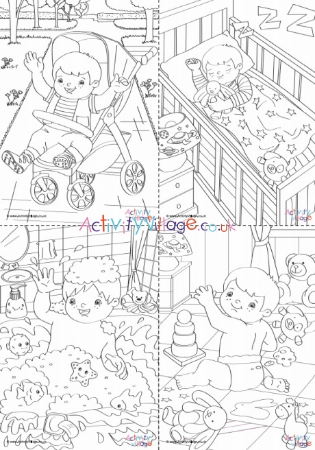 All Baby's Day Colouring Pages 2