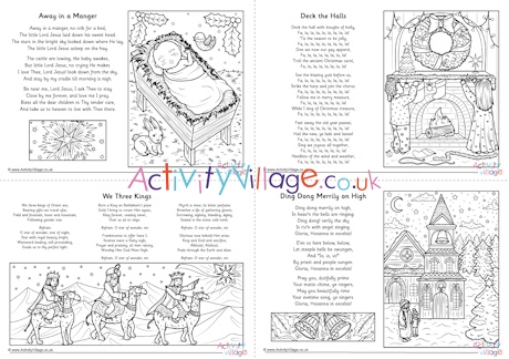 All Christmas carol colouring pages