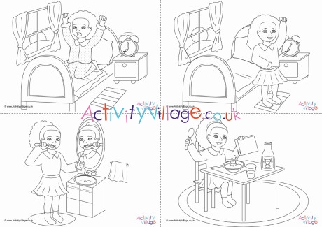 All Daily Routine Colouring Pages