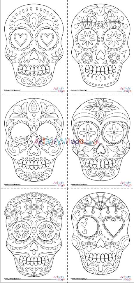 All Day of the Dead Calavera Colouring Pages