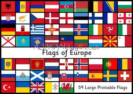All flags of Europe large printables
