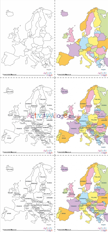 Printable Maps of Europe