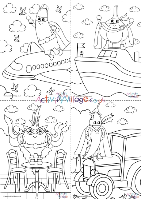 All Superhero Vegetable colouring pages - complex