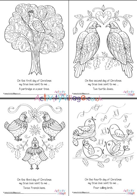 All Twelve Days Of Christmas Colouring Pages Pack