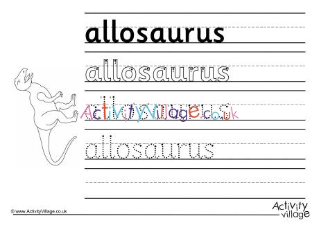 Allosaurus Handwriting Worksheet