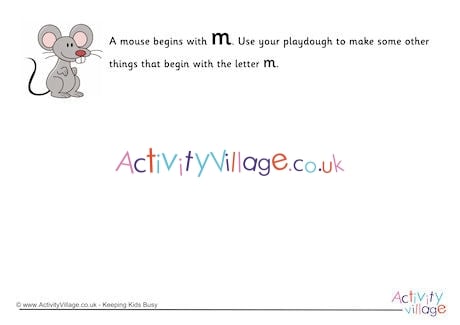 Alphabet Begin With The Letter M Playdough Mat