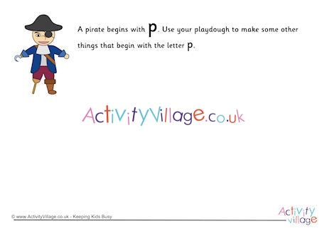 Alphabet Begin With The Letter P Playdough Mat