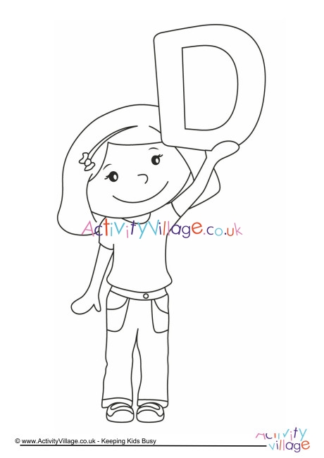 Alphabet of Children colouring page - D - girl