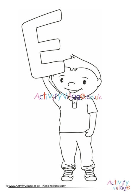 Alphabet of children colouring pages E