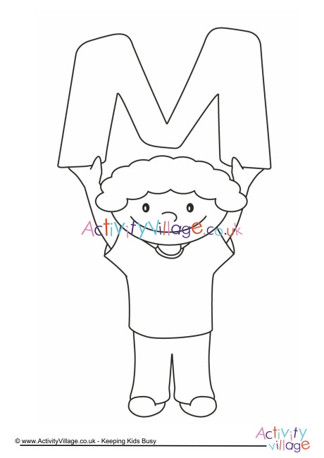 Alphabet of children colouring pages M