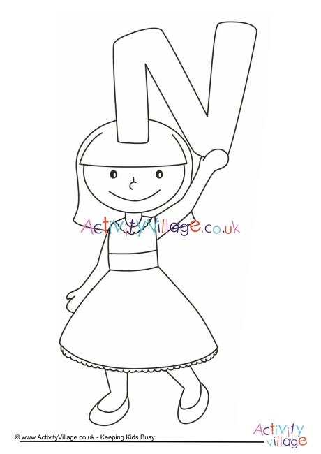 Alphabet of children colouring pages N