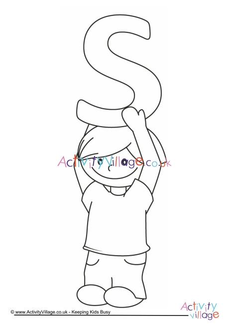 Alphabet of children colouring pages S