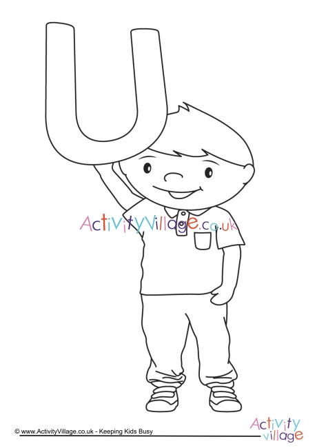 Alphabet of children colouring pages U