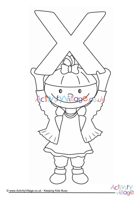 Alphabet of children colouring pages X