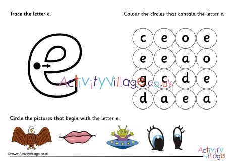 Alphabet Learn the Letter E Worksheet