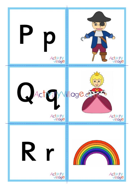 Alphabet picture flash cards - double sided - small