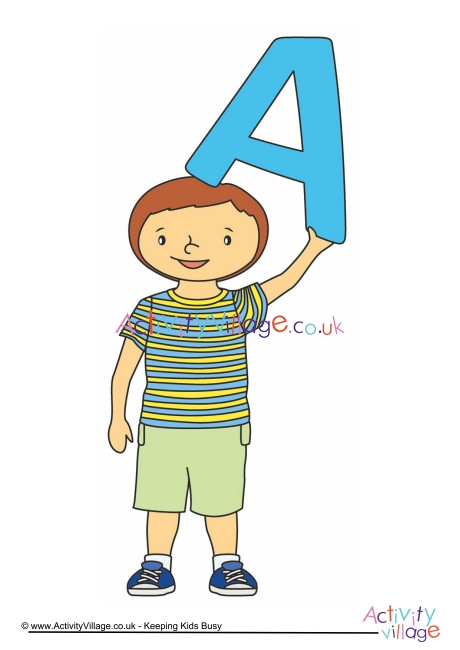 Happy children alphabet posters - A - boy