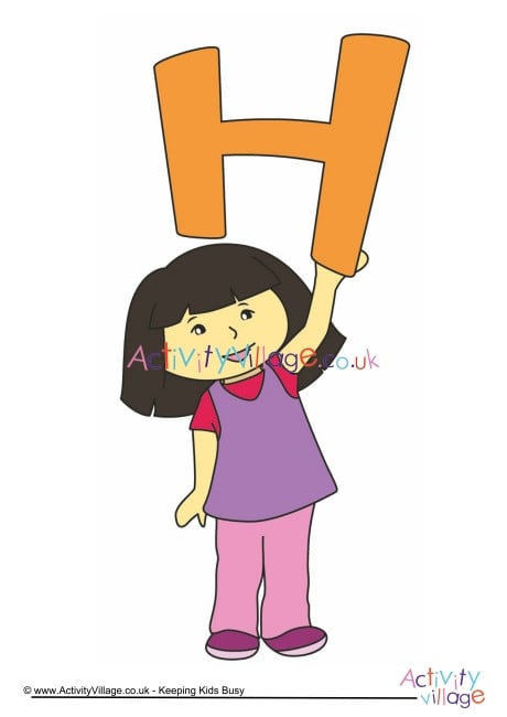Happy children alphabet posters - H - girl