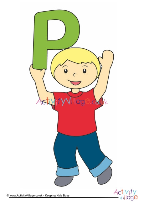 Happy children alphabet posters - P - boy
