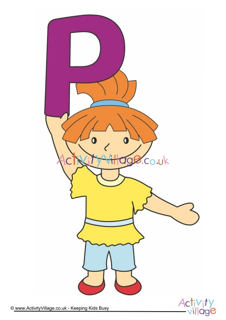 Happy children alphabet posters - P - girl