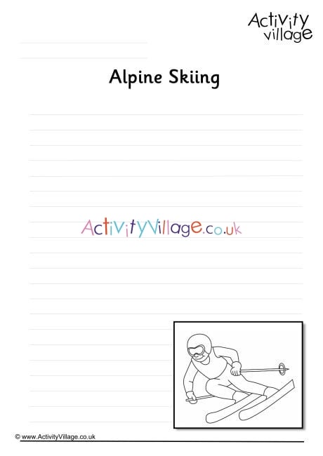 Alpine Skiing Writing Page