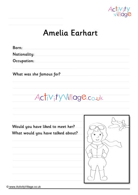 Amelia Earhart Worksheet