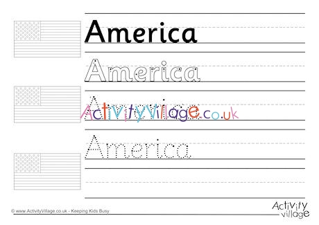America Handwriting Worksheet