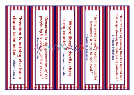 America quotes bookmarks