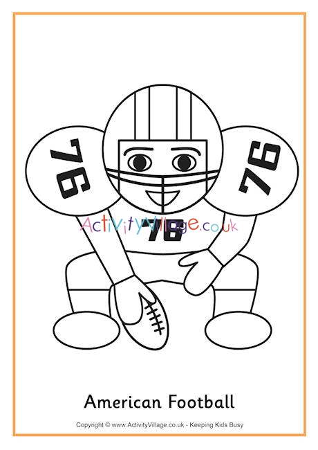 American football colouring page 1