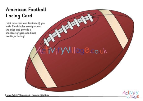 American football lacing card