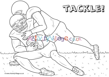 American Football tackle colouring page
