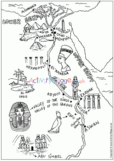Ancient Egypt map colouring page