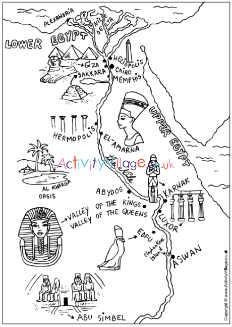 Ancient Egypt Map Colouring Page