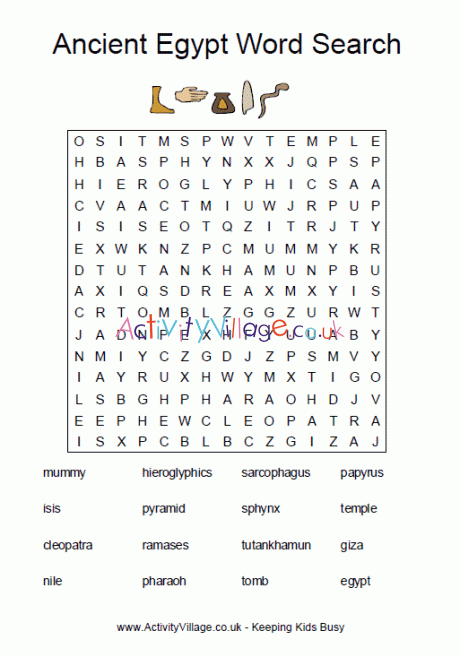 Ancient Egypt word search