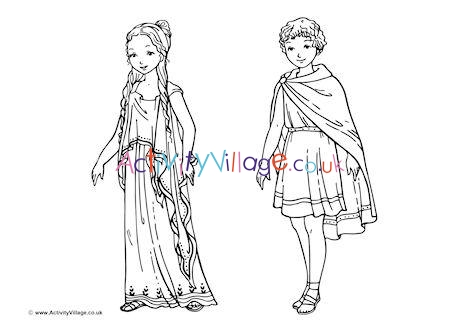 Ancient Greek Children Colouring Page