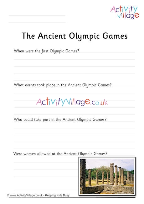 Ancient Olympic Games Worksheet