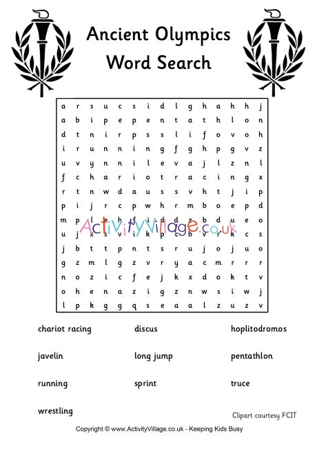 Ancient olympics word search