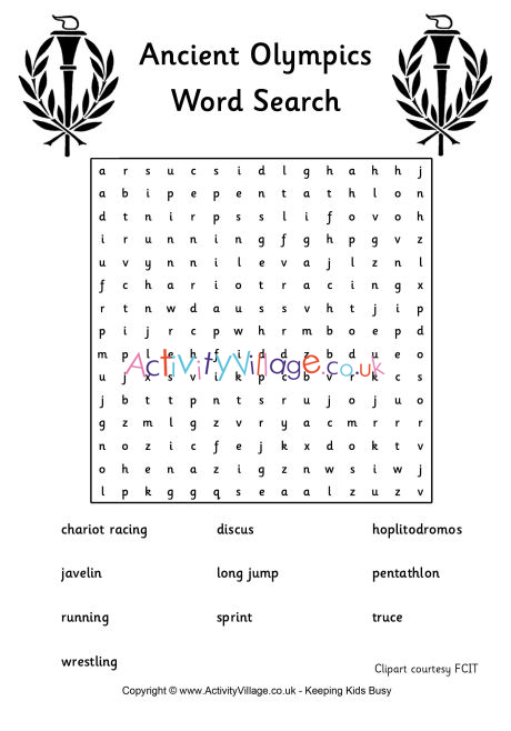 ancient olympics word search