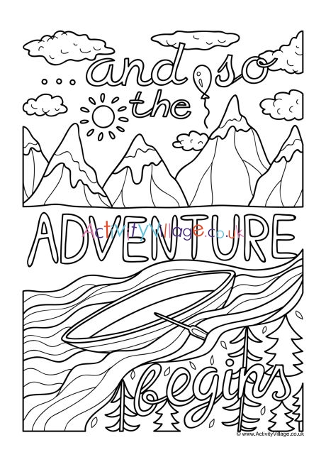 And so the adventure begins colouring page