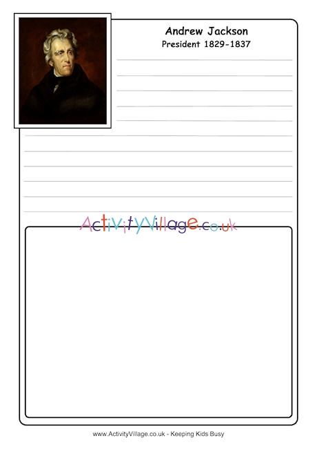 Andrew Jackson notebooking page