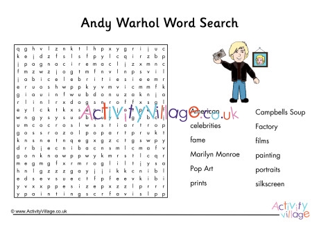 Andy Warhol Word Search