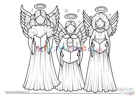 Angel choir colouring page 2