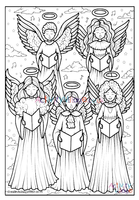 Angel choir colouring page