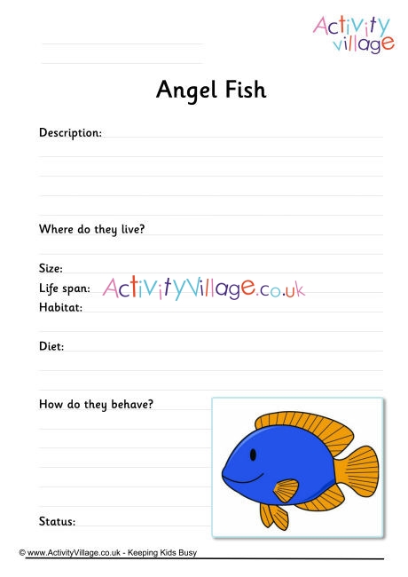 Angel fish worksheet