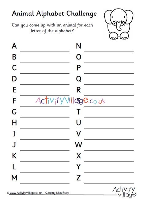 Animal alphabet challenge