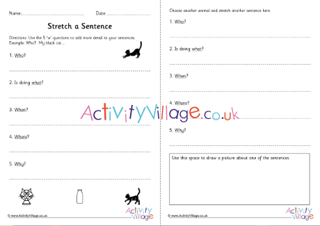 Animals stretch a sentence worksheet KS2