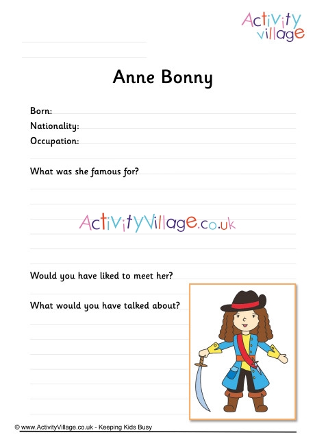 Anne Bonny Worksheet