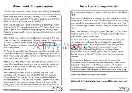 Anne Frank Comprehension
